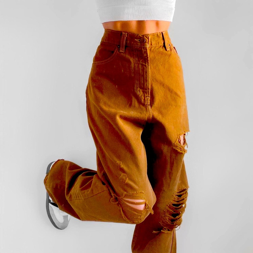 BDG High Rise Distressed Jeans in Rust - Picture 1 of 6